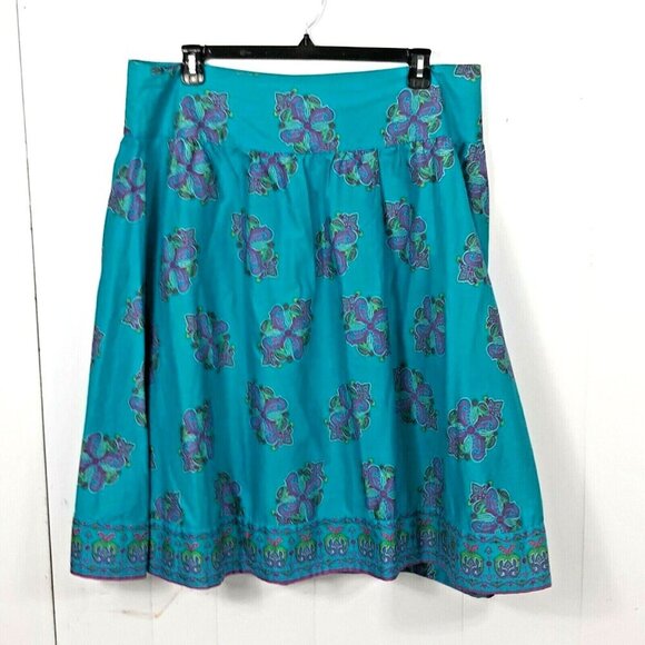 Vintage Skirt Size 18 Flare Drop Waist Blue Paisley Ethnic Boho Hippy Cotton - Picture 2 of 5
